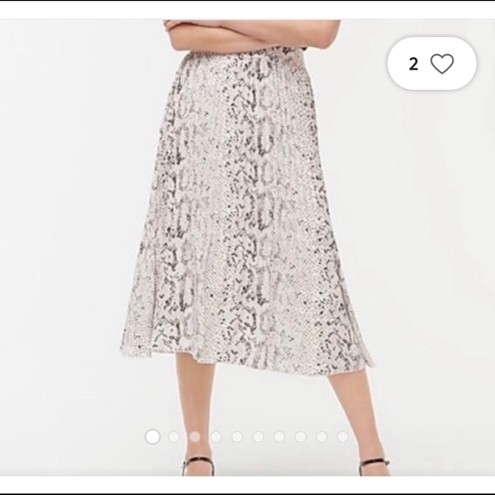 NWT J Crew Snake print pleated skirt